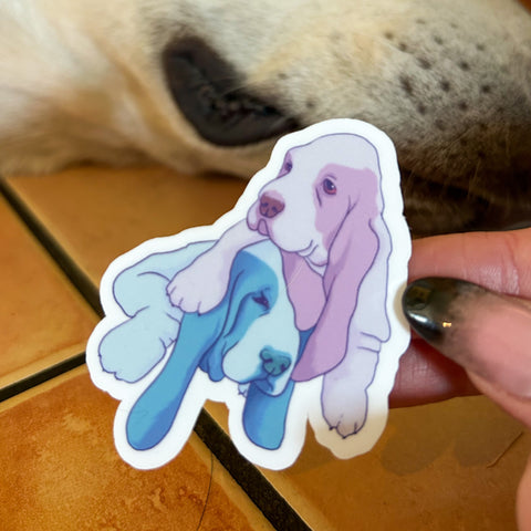 Basset Hound Puppy Pile Sticker