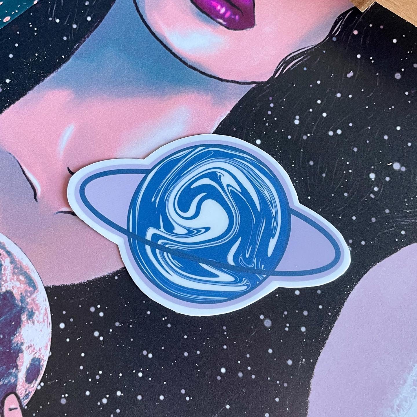 Blue Comsic Marble Planet Sticker