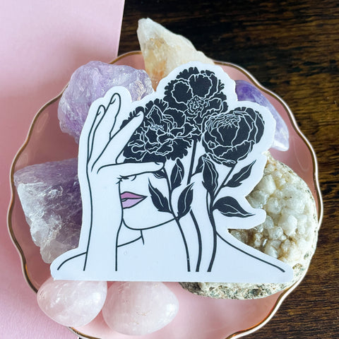 Black Carnation Femme Face Sticker